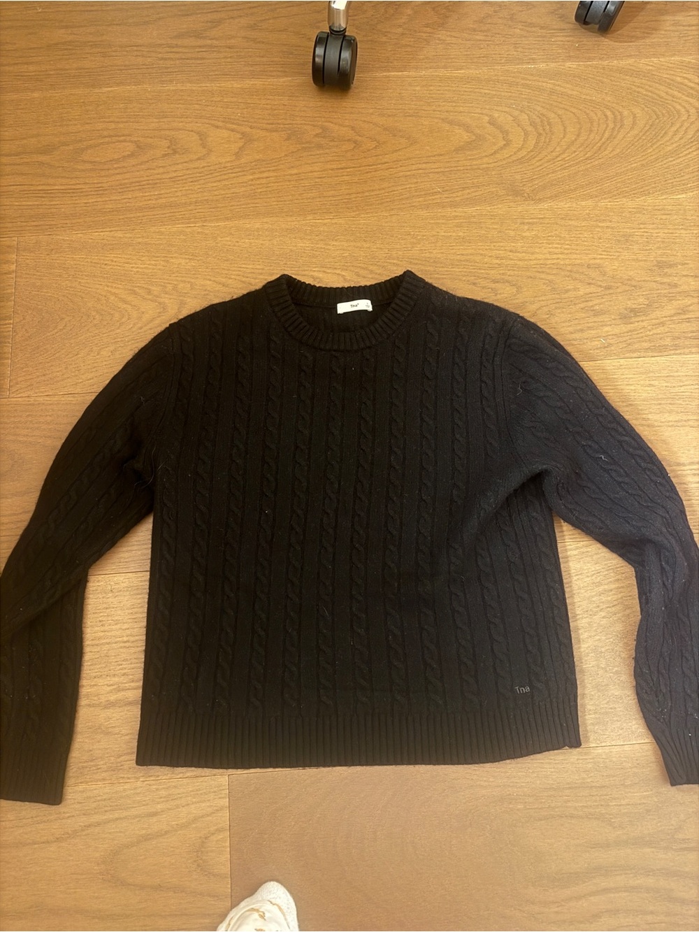 Aritzia TNA Classic Black Cable-Knit Sweater